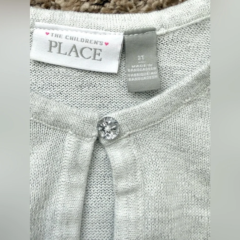 The Children’s Place Ivory w/Silver Shimmer Bolero Cardigan | 3T